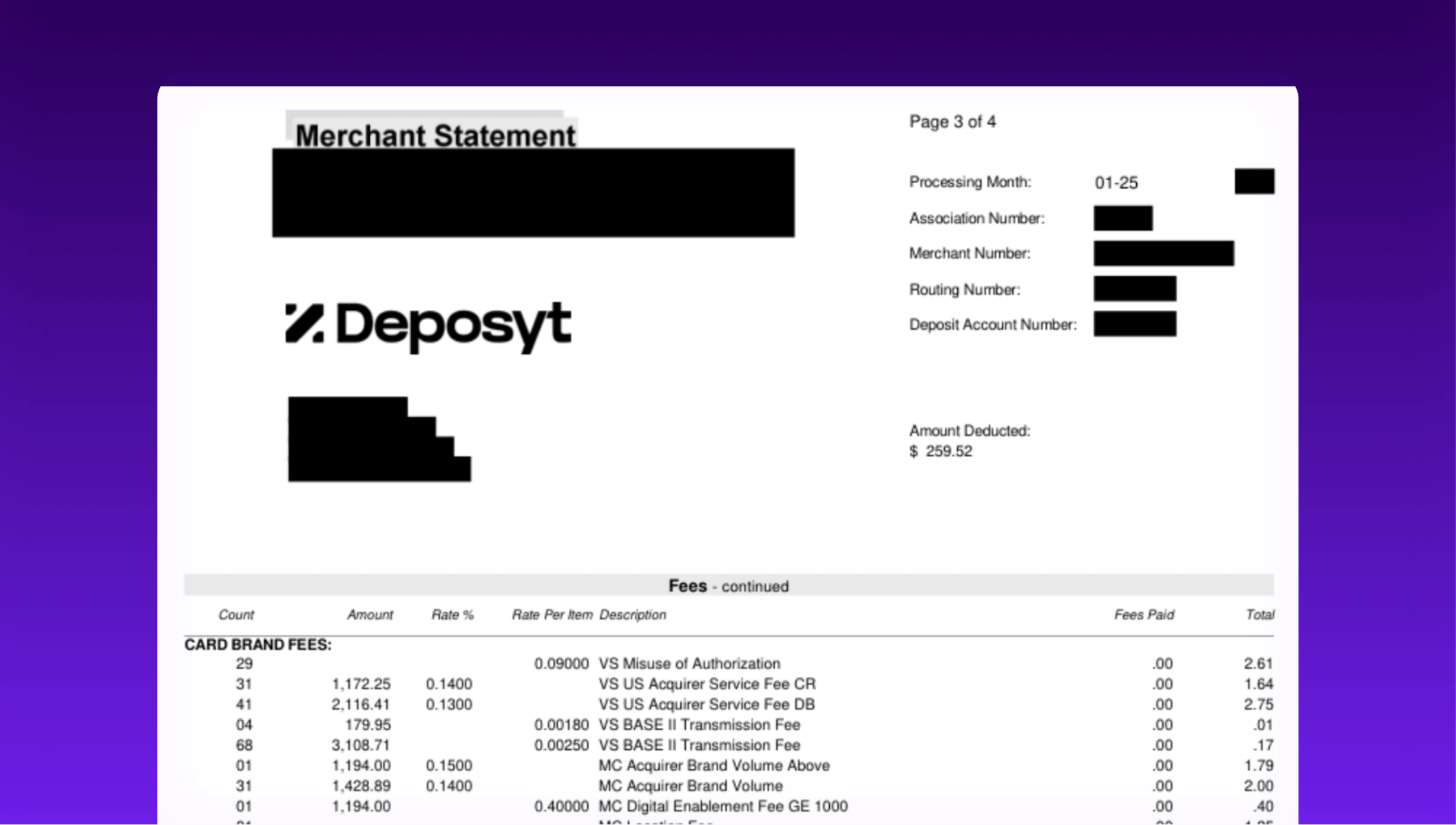 Anatomy of a merchant statement